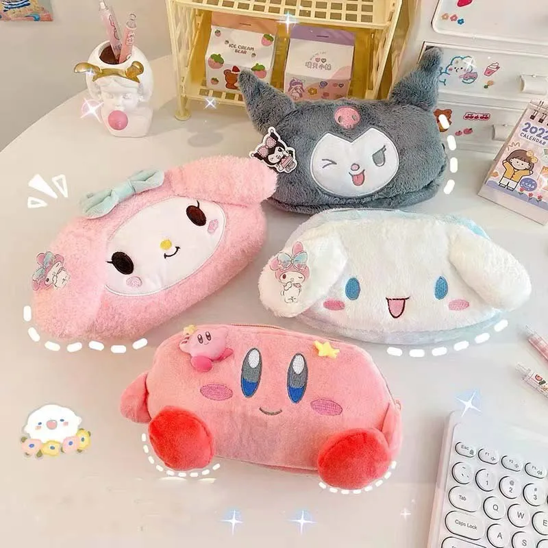 

Anime Kawaii Cinnamoroll My Melody Kuromi Cartoon Pen Case Student Cute Capacity Plush Stationery Box Birthday Gift Storage Bag