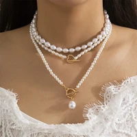 xinsom elegant pearl necklace for women girls multilayer pearl chain party wedding statement necklace collar fashion jewelry