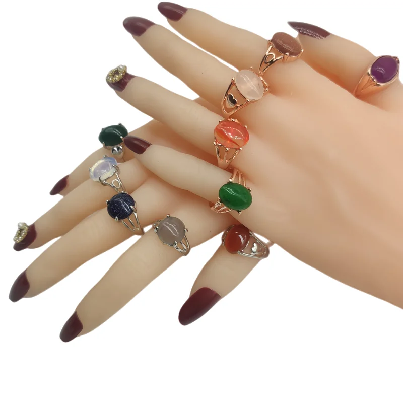 20pc/Lot Bohemia Natural Stone Finger Rings For Women Silver Rose Gold Plate Colorful Opal Crushed Shells Agate Joint Ring Girl images - 6