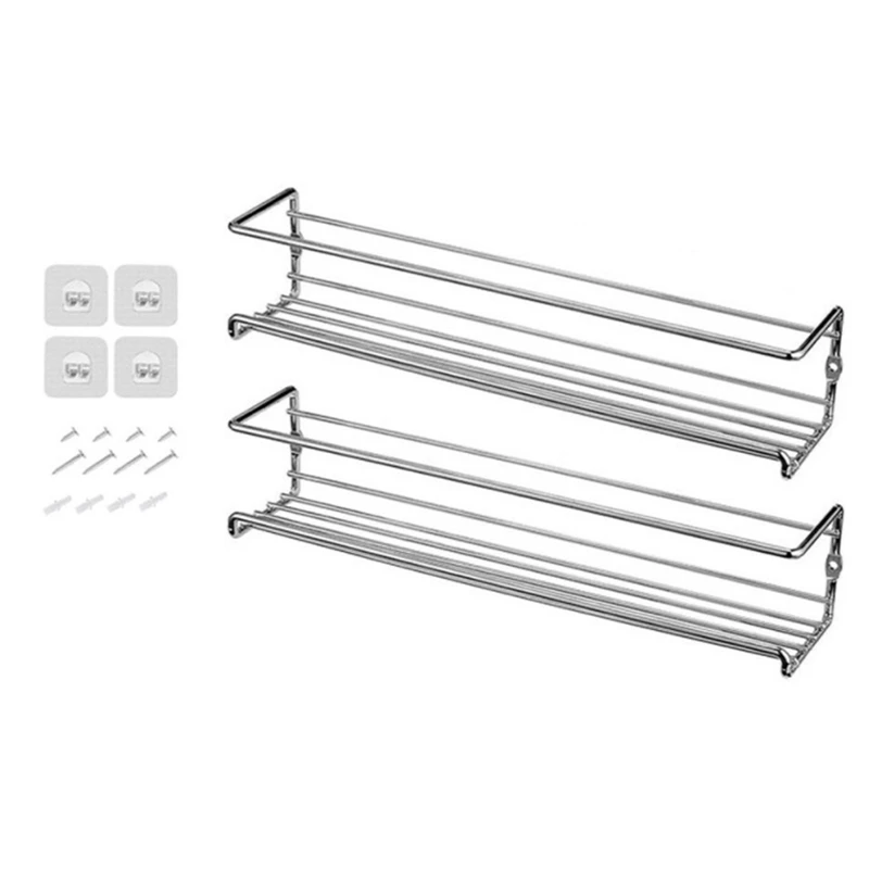 

Spices Rack Wall Mount Organizer Metal Hanging Spice Racks Single Layer Cupboard Organizer Rack for Door, Cupboard B