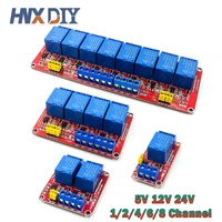 dc 5v 12v 24v 1 2 4 6 8 channel relay module board shield with optocoupler high and low level trigger for arduino raspberry pi