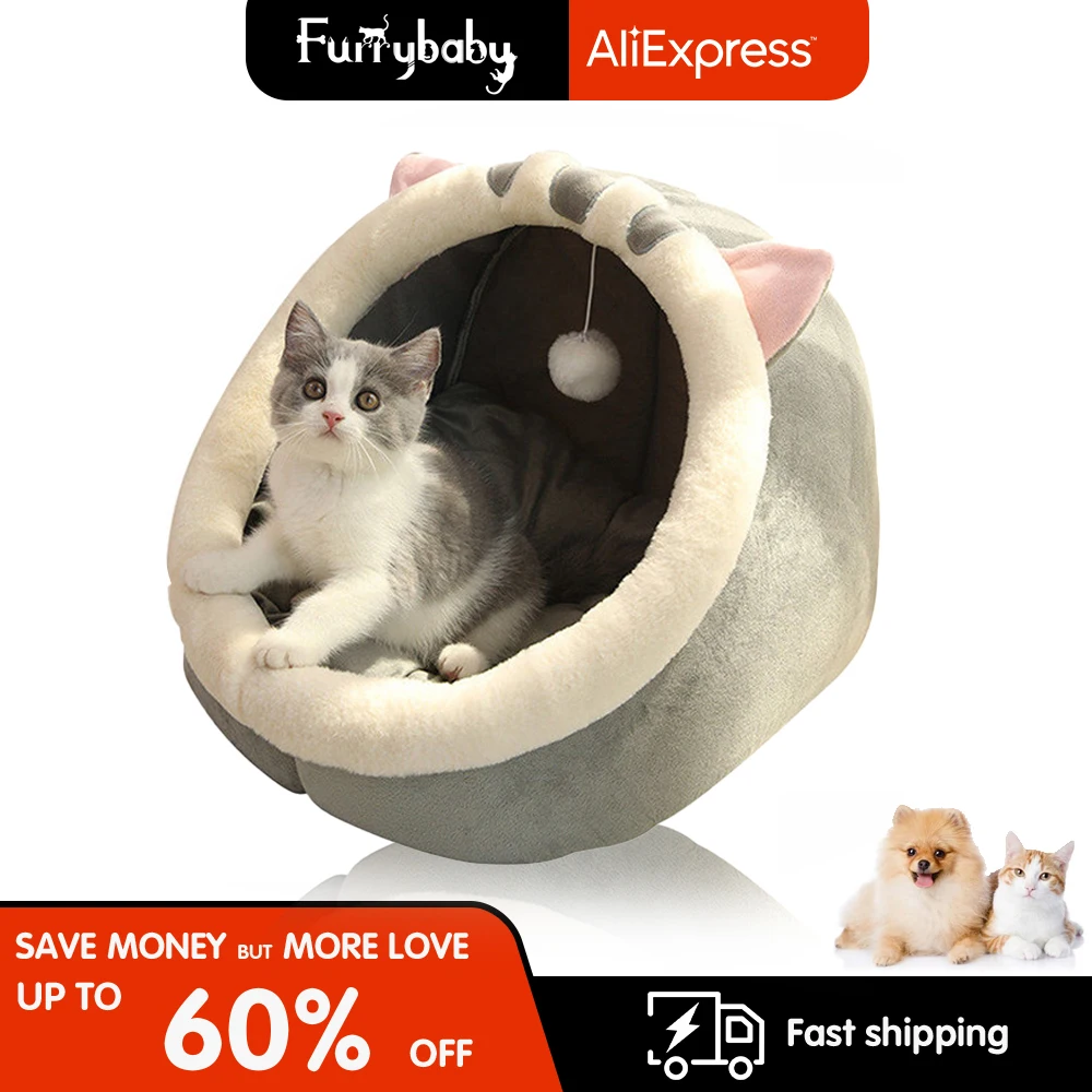 

Милый зимний наполнитель для кошек Furrybaby, теплая корзина для домашних питомцев, домик для котят, палатка, мягкая подушка для щенка, моющаяся ...