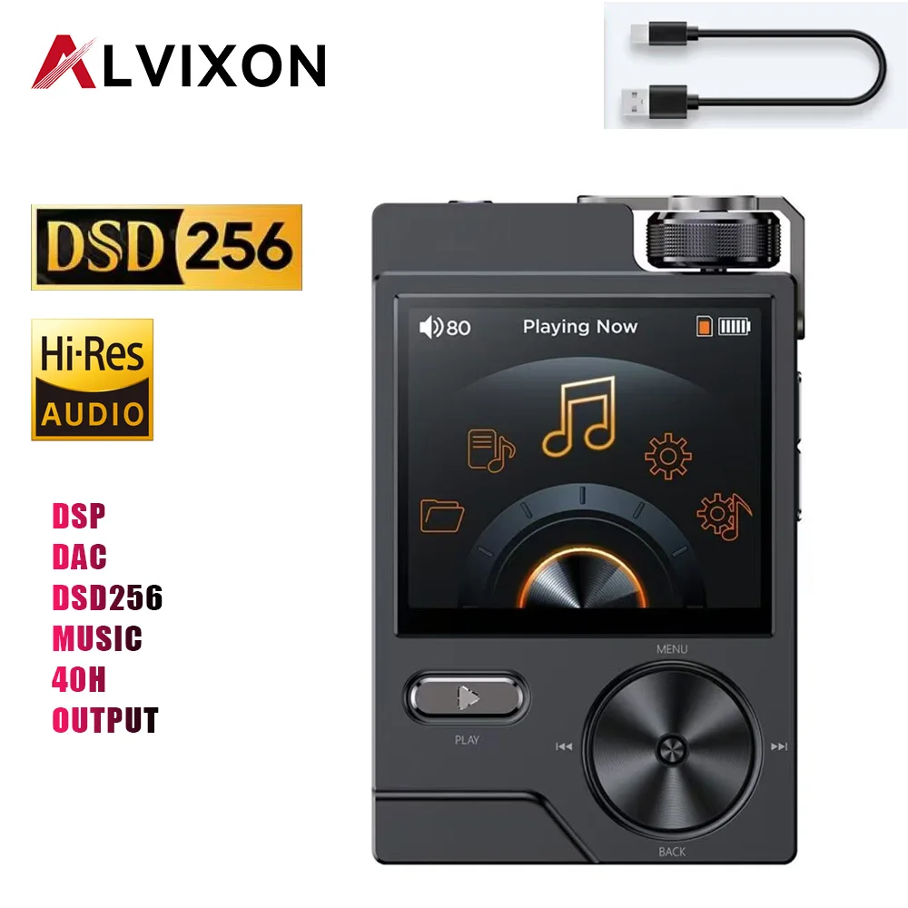 Фото ALVXON Hi-Res Audio HIFI DSD256 MP3 USB DAC, USB-устройство для наушников, расширяет память на 258 ГБ, CUE AUDIO, 40 часов воспроизведения музыки №1