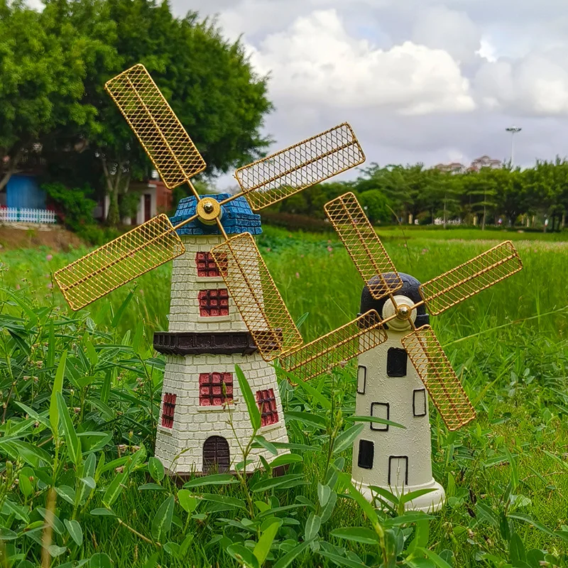 

Vintage Windmill Ornaments Garden Resin Windmill Decoration Outdoor Building Model Sculpture Garden Landscape Crafts