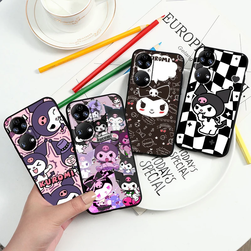 

Kuromi Cartoon Anime For Huawei P60 P50 P40 P30 P20 P10 Pro Lite P Smart Z 2021 2019 4G 5G Silicone Soft Black Phone Case Fundas