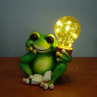 creative simulation outdoor solar lamp pond garden animal ornaments easy to learn frog cute fun home art ornaments ornaments