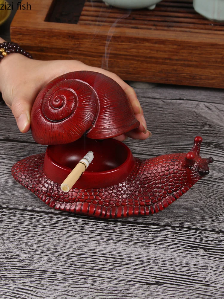 

Red Animal Modeling Resin Ashtray with Lid Creative Gift for Boyfriend Ashtrays Cigarette Accessories Home Decorating Tools