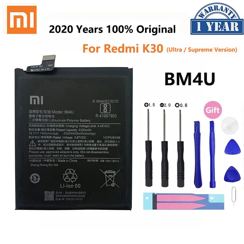 

100% Оригинальный аккумулятор BM4U 4420 мАч для телефона Xiaomi Redmi K30 K 30 ультра превосходная версия сменные батареи батарея
