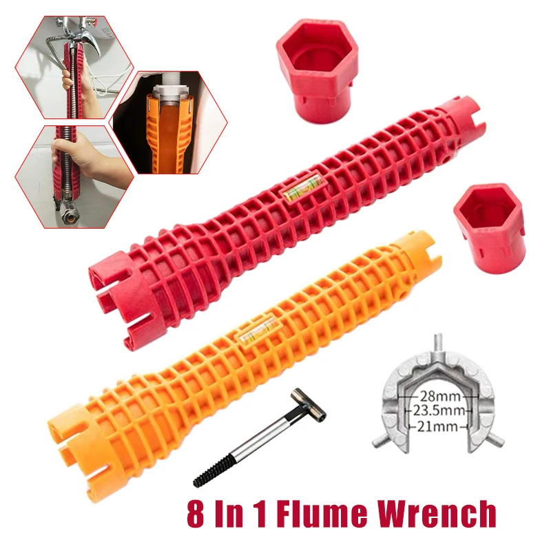

8 In 1 Flume Wrench Sink Faucet Plumbing Tools Magic Wrench 8 In 1 Multifunctional English Key Repair Plumbing Wrench Tool