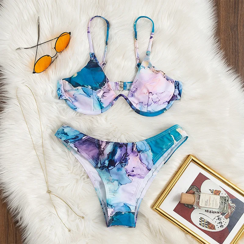 Новый сексуальный купальник из двух частей купальный костюм женский с высокой