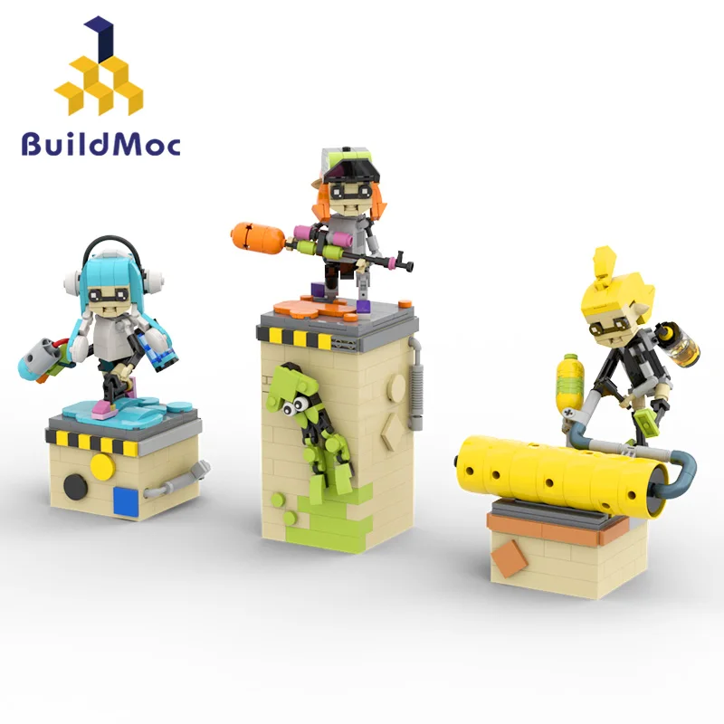 

Buildmoc игра Splatooneds 3 Экшн-фигурки Inklingsed MOC Набор строительных блоков игрушки для детей подарки игрушки 747 шт. кирпичи
