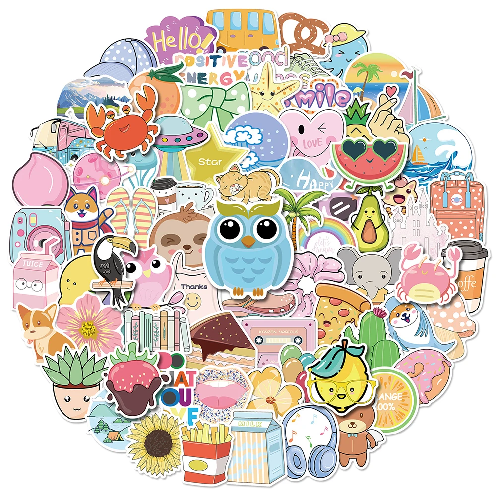 

10/30/50/100pcs VSCO Girls Cute Cartoon Graffiti Stickers Phone Skateboard Laptop Scrapbook Luggage Waterproof Vinyl Sticker Toy