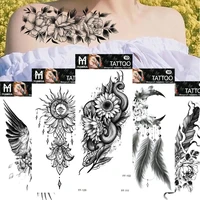 temporary waterproof tattoo stickers personality flower feather eagle totem arm collarbone tattoo for men and women