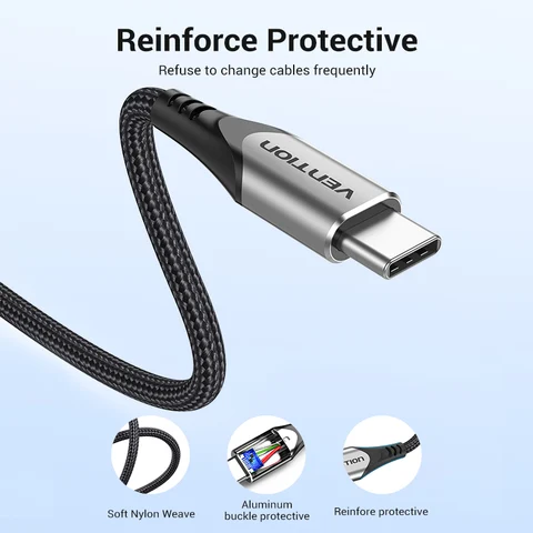 Кабель Vention USB Type C для Samsung Poco S21 3A, зарядное устройство USB C, провод с датой для Xiaomi Redmi Note 8, кабель Cabo Type-C