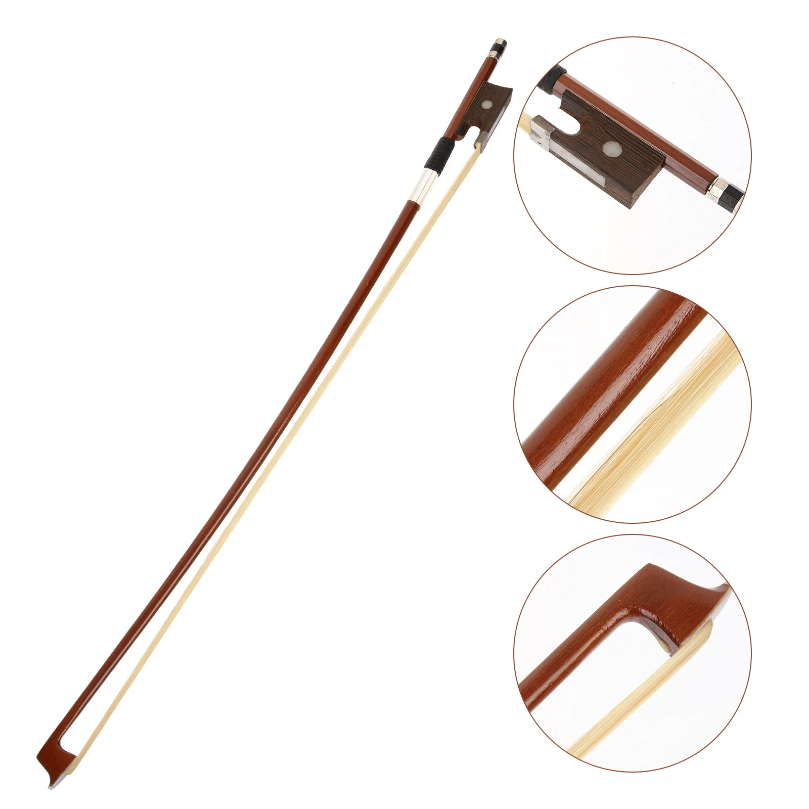 

Violin Bow Instrument Musical Accessory Wood Professional 4 Equipment Hair Wooden Parts Part Practice Replacementhorsetail Horse