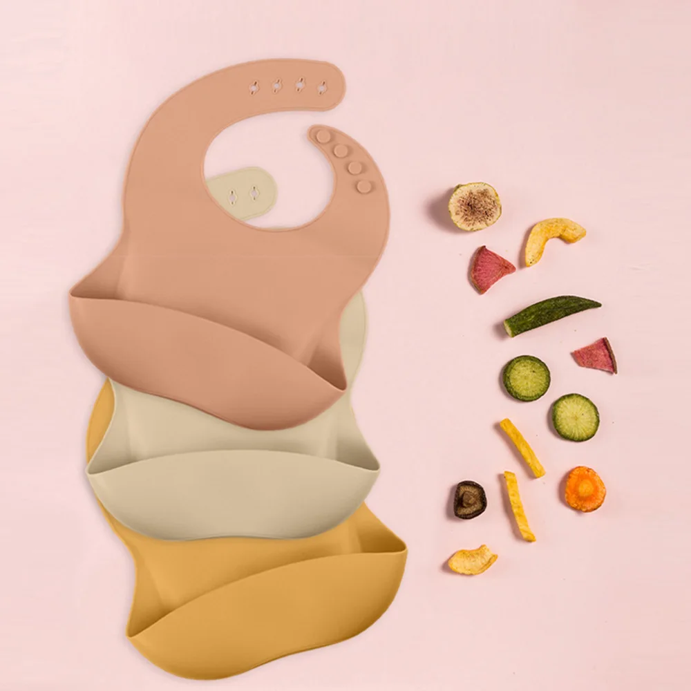 

Elinfant 1 Pcs Waterproof Soft Baby Edible Silicone BIb Fashionable Adjustable With Soild Color Baby Scarf For Newborn Baby