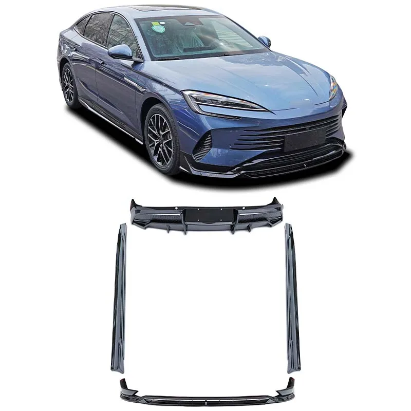 Фото Комплект кузова Axinda New Style для BYD Seal 07 DMI 2022-передний бампер, задний диффузор, глянцевый черный полипропиленовый материал, боковые юбки для №1