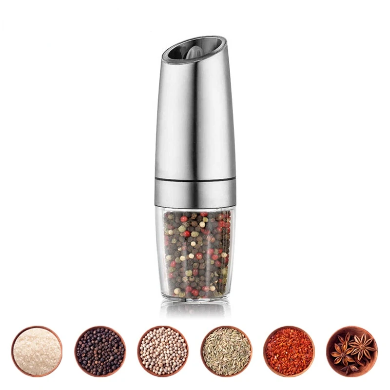 

Gravity Automatic Electric Salt Pepper Grinder Spice Mill Battery-Operated Adjustable Coarseness One Hand Operated Kitchen Tool