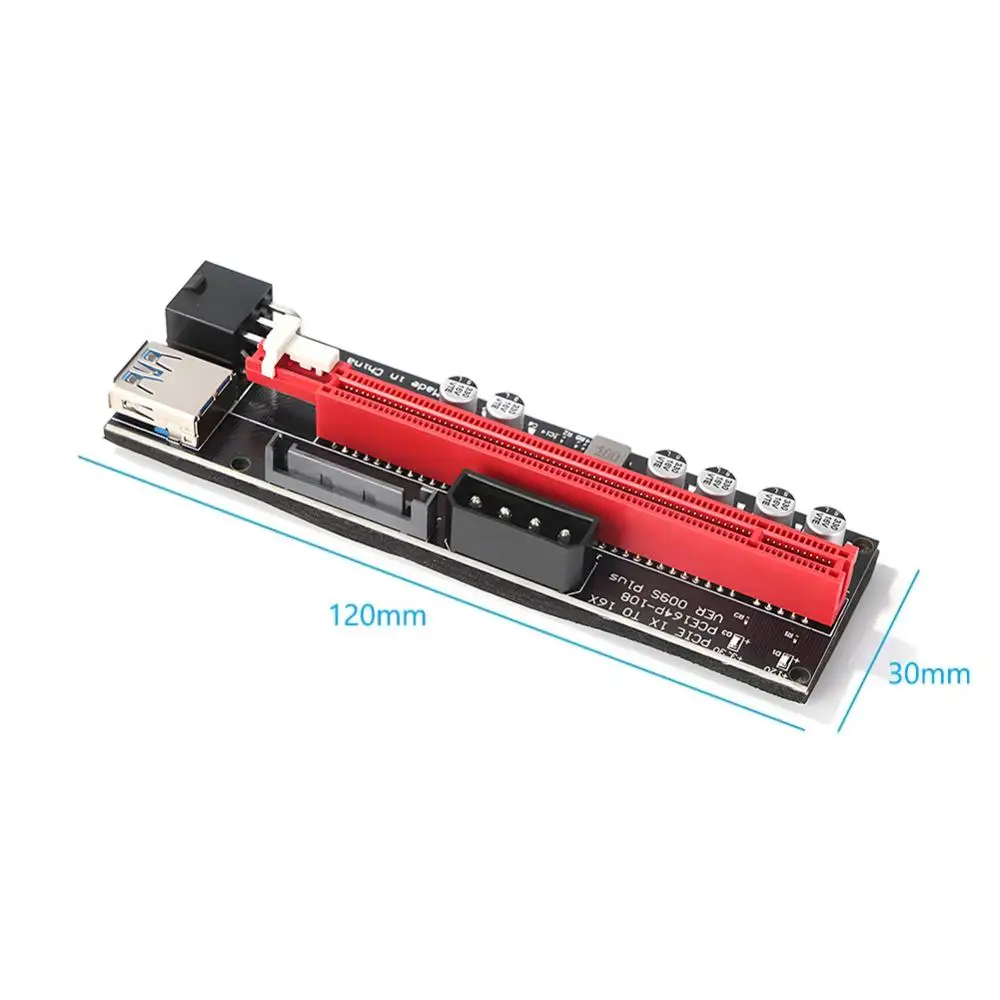 

VER 009S PCI-E Riser Card PCI-E1X To 16X Graphics Card Extension Cable Transfer Wiring USB3.0 Interface 6PIN SATA Interface