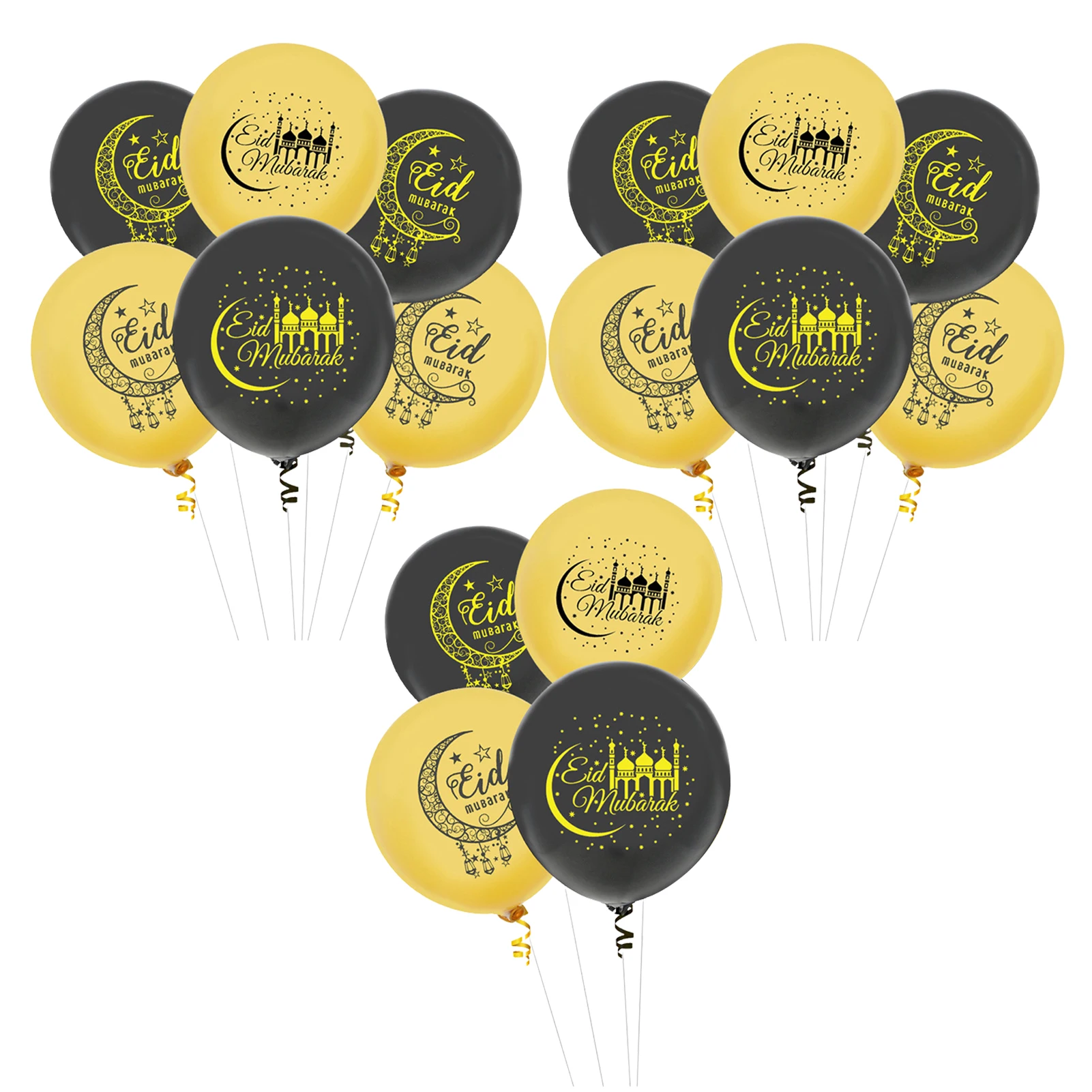 

16pcs Black gold moon Ramadan kareem Latex Balloon Islamic Muslim Eid al-fitr Party Decoration Eid Mubarak Ramadan Balloons