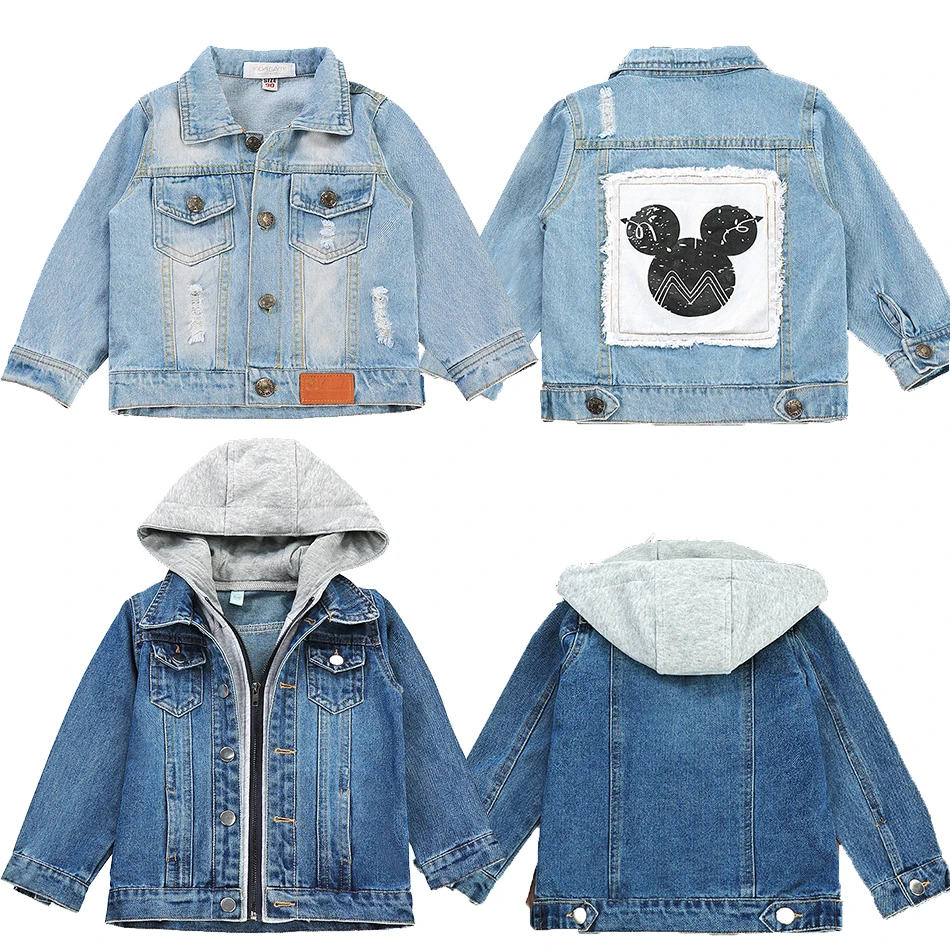 

Джинсовая куртка для мальчиков, модное пальто, детская одежда, верхняя одежда для маленьких мальчиков, джинсовая куртка с мультяшным Микки ...