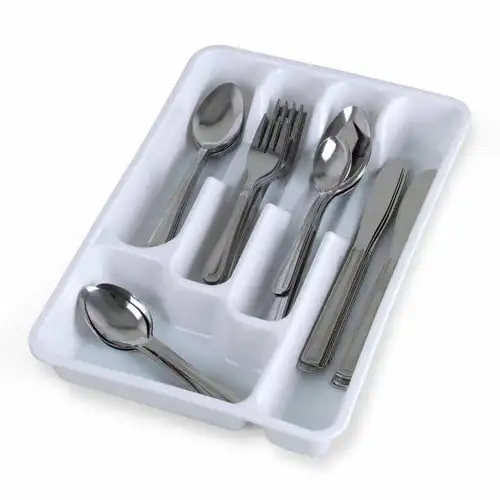 

45-Piece Flatware Set with Plastic Tray Gold utensil Wood utensil set Plastic plates reusable Chopstick set Travel silverware se