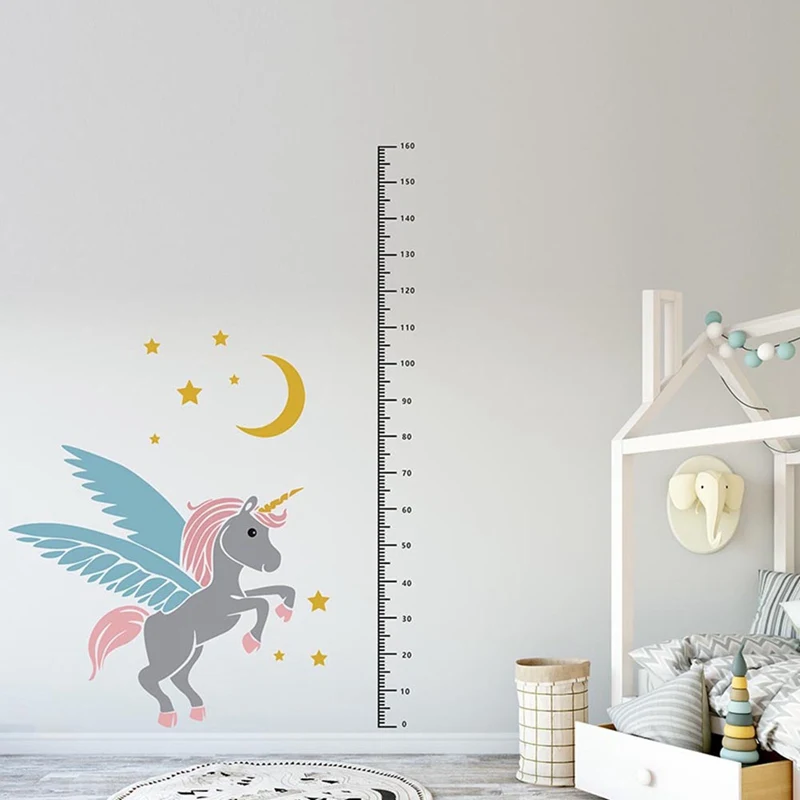 

Cartoon Animals Unicorn Moon Height Measure Wall Sticker For Kids Growth Chart Nursery Room Bedroom Wall Decoration Stickers