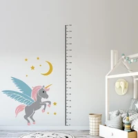 cartoon animals unicorn moon height measure wall sticker for kids growth chart nursery room bedroom wall decoration stickers
