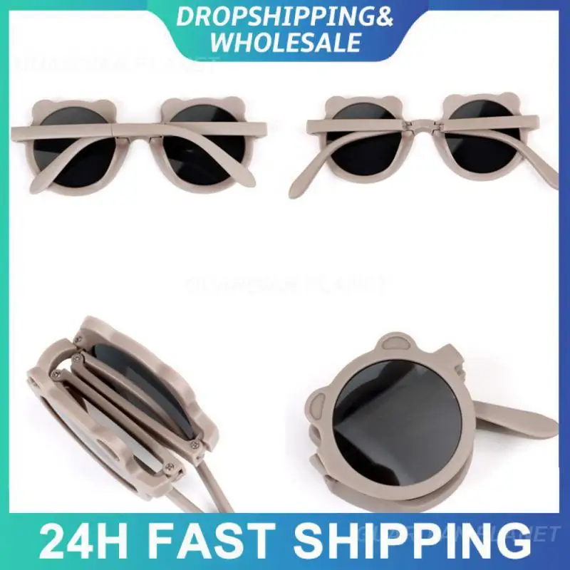 

Винтажные складные солнцезащитные очки, милые Солнцезащитные очки, модные очки, Мультяшные Повседневные очки для мальчиков и девочек, круг...