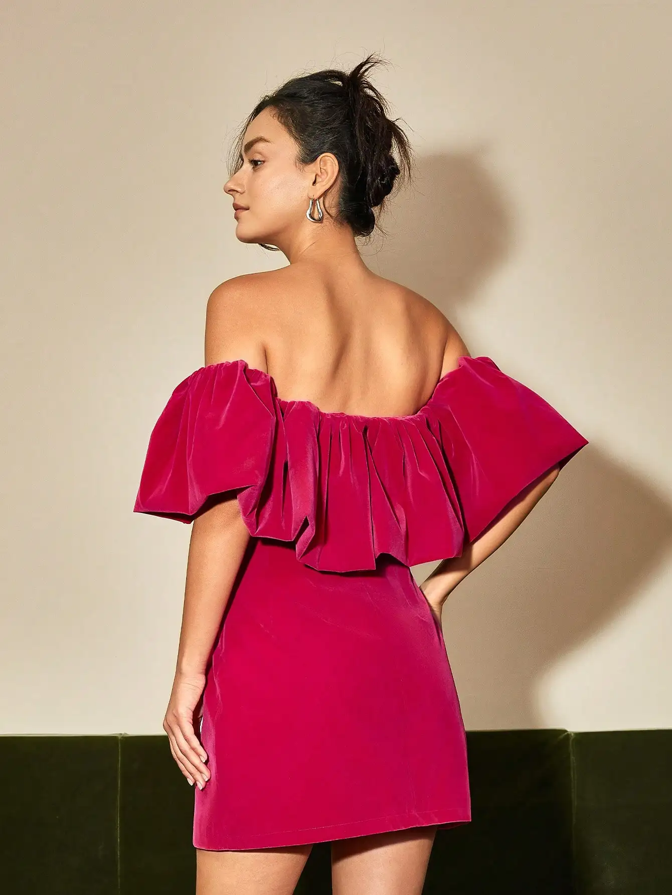 Платье AEL Lady с одной линией воротника и открытыми плечами французское винтажное