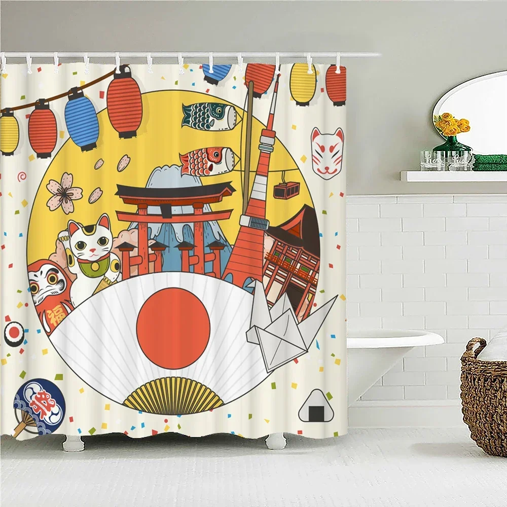 Занавеска для душа японского стиля 180*240 см полиэстер