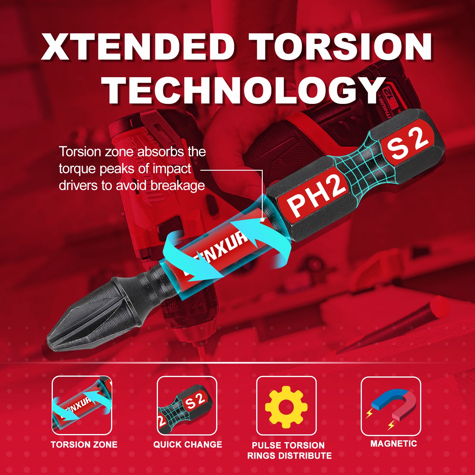 Geinxurn 21 шт. 1 дюйм набор ударных магнитных крестообразных отверток (PH1 PH2PH3) стальных