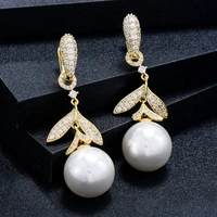 jimbora new trendy cute pearl earrings bohemia luxury bridal wedding full charm cubic zirconia 2022 new design women jewelry