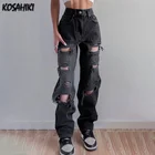 Джинсы женские рваные с завышенной талией, в стиле Харадзюку