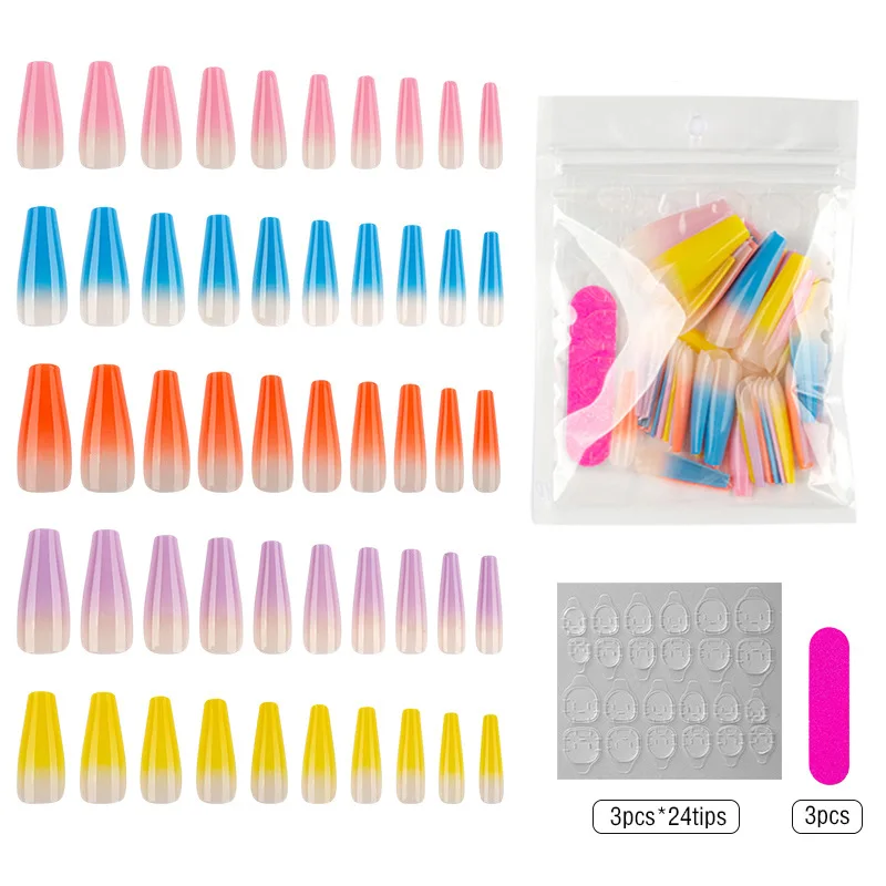 

20pcs Gradient Jelly Coffin Ballet Press On Nails Tips Nails Art Artificial Fingernails Fake Nail Decoration Nail Art Accessorie