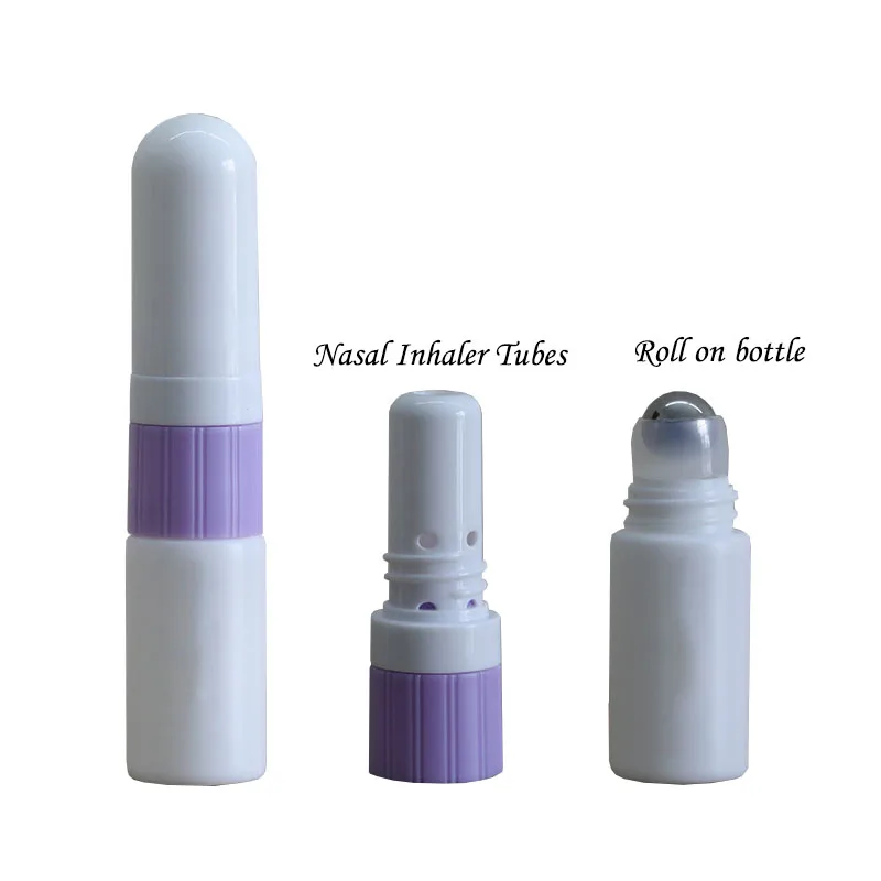 

12Pcs 5ml Essential Oil Inhaler Tube With Roller Ball Empty Essential Oil Aromatherapy Blank Nasal Inhaler Tube Roller Bottle