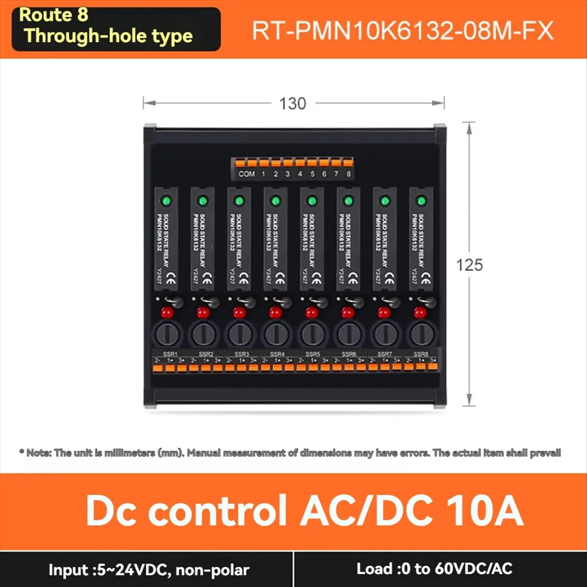 Фото Модуль твердотельного реле T1091C-DC RT - бесконтактный, для ПЛК постоянного тока, плата усилителя переменного тока, 5-24В, защита предохранителями, 8-канальный, горячая продажа. №5