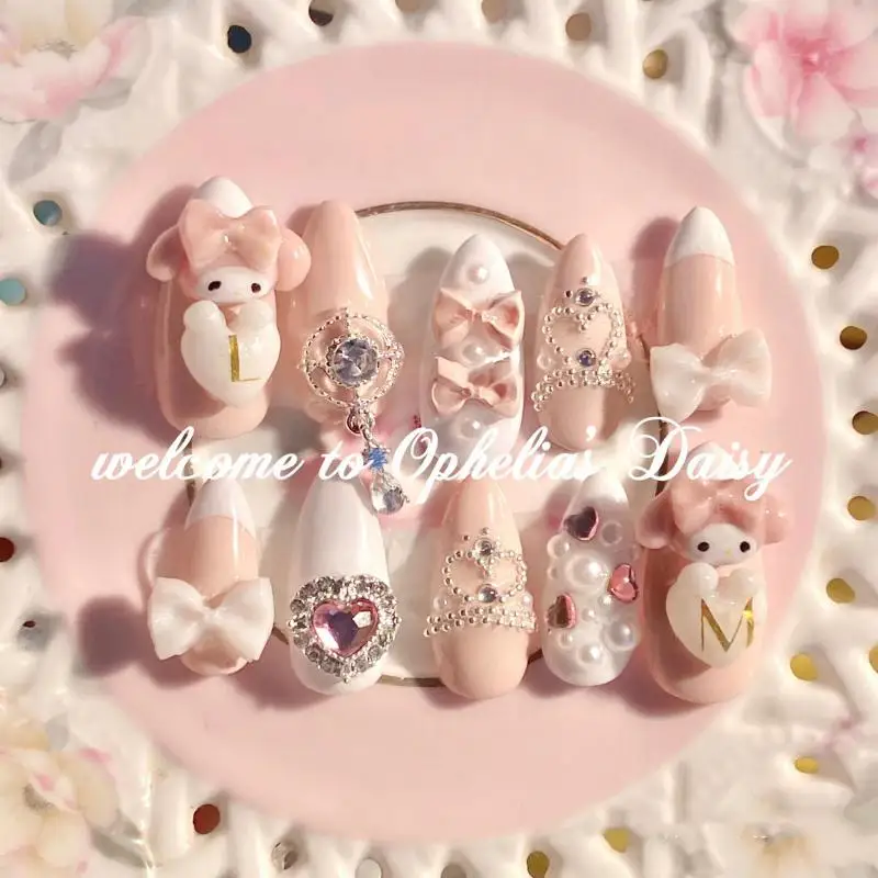 

Diy 3D Sanrioed My Melody мультфильм Милая любовь девушка ручной работы трехмерные Аниме периферийные соединяемые патчи для ногтей носимое