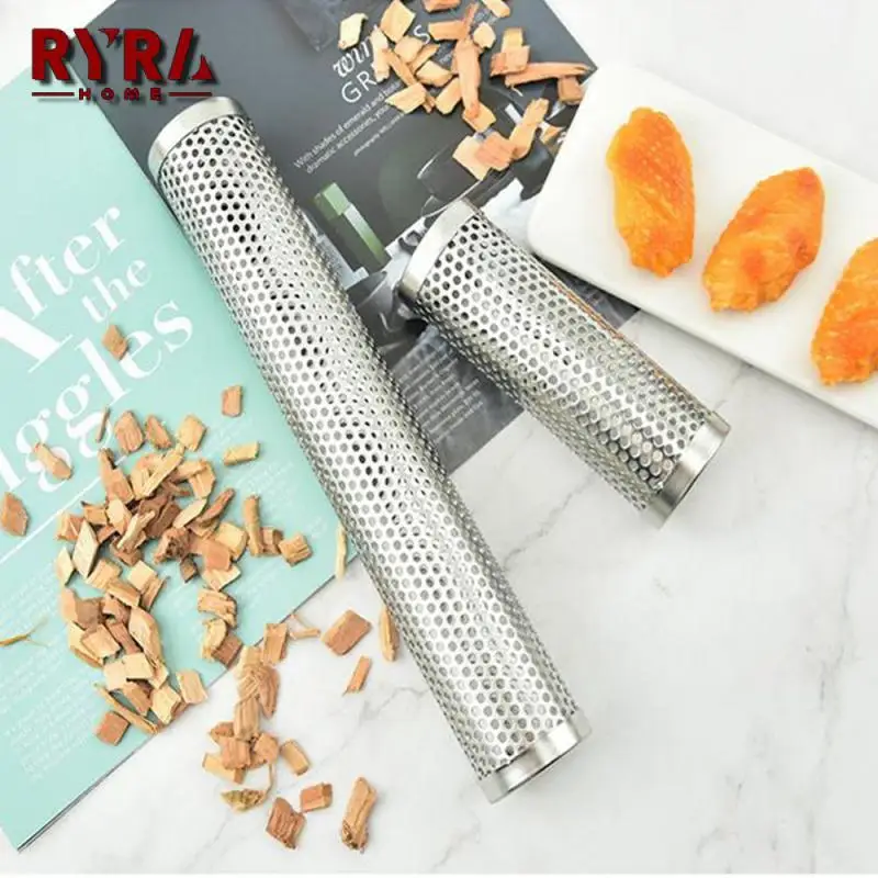 

Трубка для барбекю, копченая трубка из нержавеющей стали с перфорированной сеткой, кухонные аксессуары, шестигранная трубка для гриля, для специй