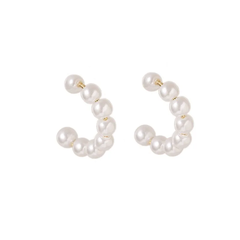 Корейские жемчужные серьги-клипсы для ушей не пирсинг серьги в форме буквы с без