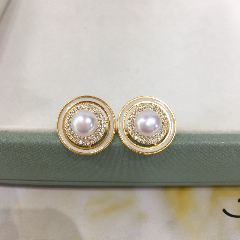 ZHBORUINI 2024 серьги из натурального пресноводного жемчуга с круглым темпераментом