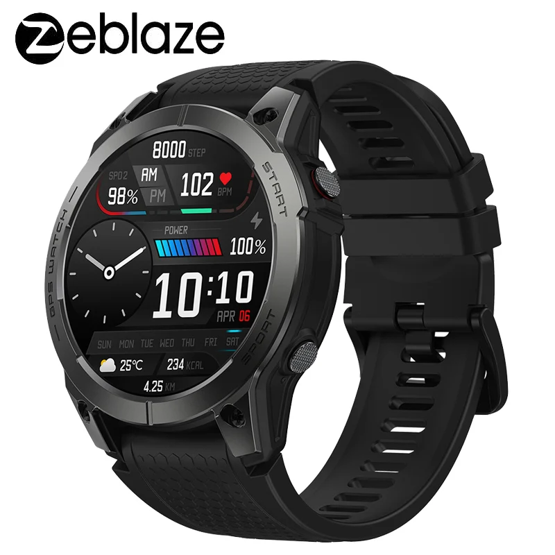 Zeblaze Stratos 3 GPS Premium GPS Smart Watch 1.43" Ultra HD AMOLED Display Built-in GPS Hi-Fi Bluetooth Phone Calls Smartwatch