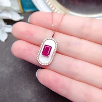meibapj natural rubydiopside fashion pendant necklace genuine 925 silver red stone fine wedding jewelry for women
