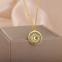 round moon pendant necklace for women stainless steel gold color chains necklaces 2022 trend aesthetic jewelry collares mujer