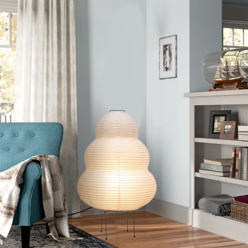 

Noguchi Dimming Floor Lamps Living Room Stand Light Japanese Rice Paper Lamps 6000K White Light Bedside Nightstand Lamps