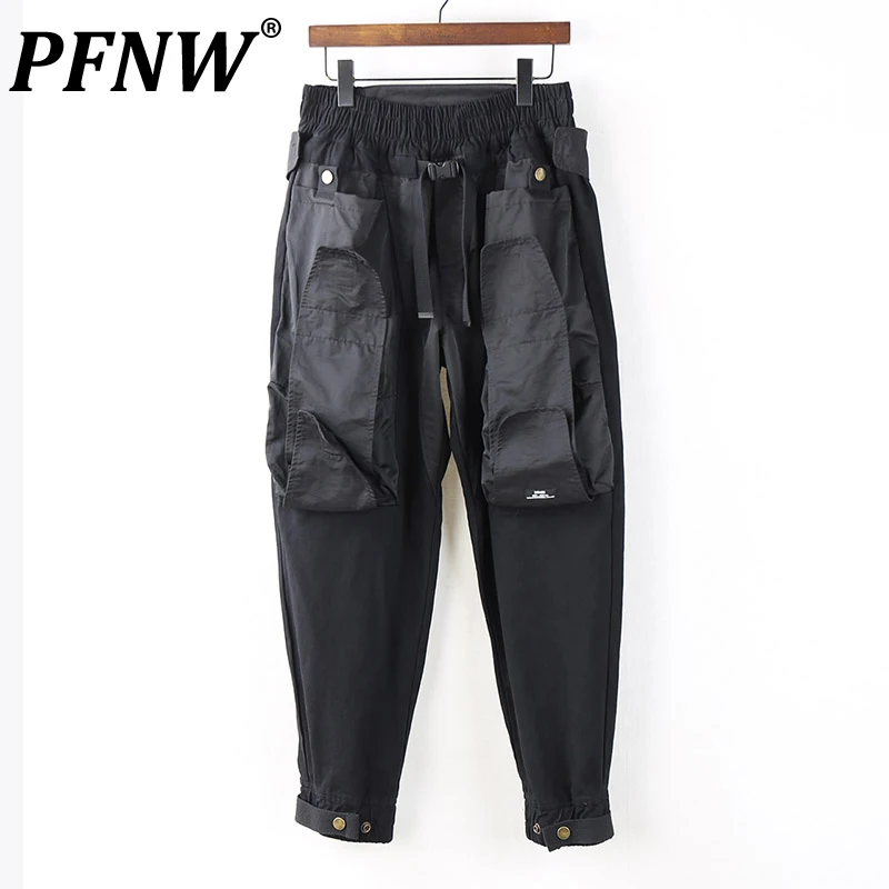 

PFNW Spring Autumn Men's Fashion Mid Waist Design Casual Overalls Baggy Multi Pockets Safari Style Darkwear Pencil Pants 28A0046