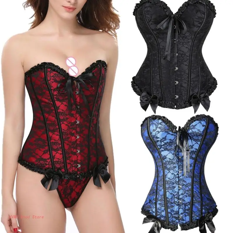 

Lace Bustier Corset Tops For Women Fashion Sexy Floral Overbust Corset Top Decorated Clubwear Body Shaper