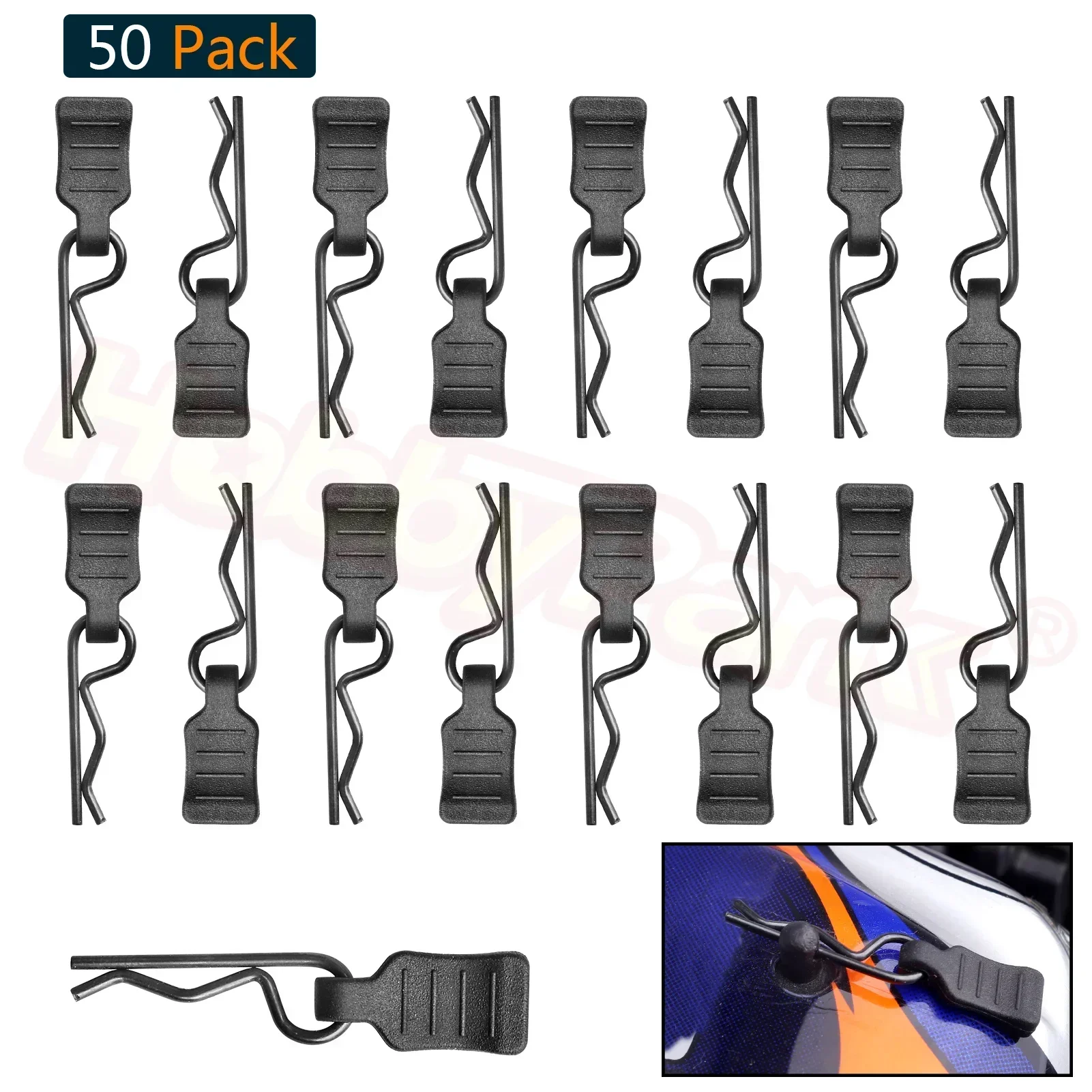

HobbyPark 50pcs 1/16 1/18 RC Body Clips with Pull Tabs for SCX24 Traxxas TRX4M Redcat HPI Himoto HSP Truck Buggy Shell Parts