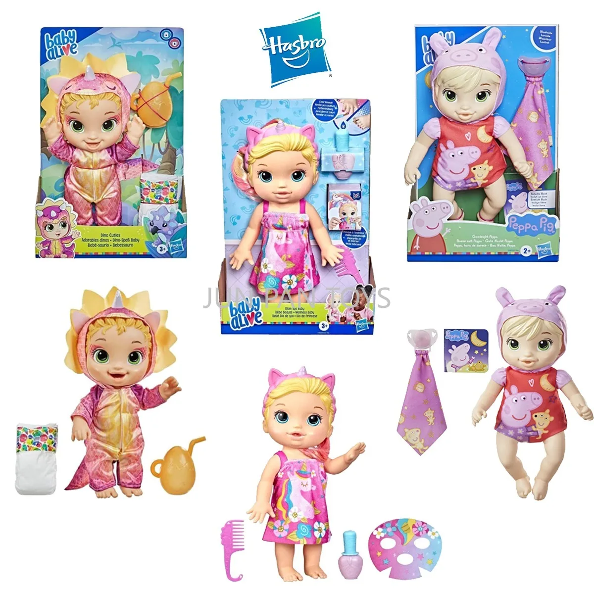 Фото Оригинальная коллекционная кукла Hasbro Baby Alive Glam Spa Baby Good Night Peppa Pig Dino Cuties Unicorn с мягким телом, светлыми волосами, детская игрушка №1