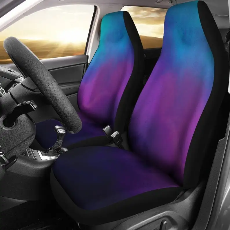 

Ombre Teal , Blue and Purple Vibrant Watercolor Design Car Seat Covers Set Universal Fit For Bucket Seats In Cars and SUVs
